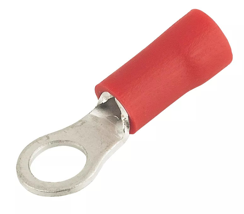 INSULATED RED 4MM RING CRIMP 100 PACK