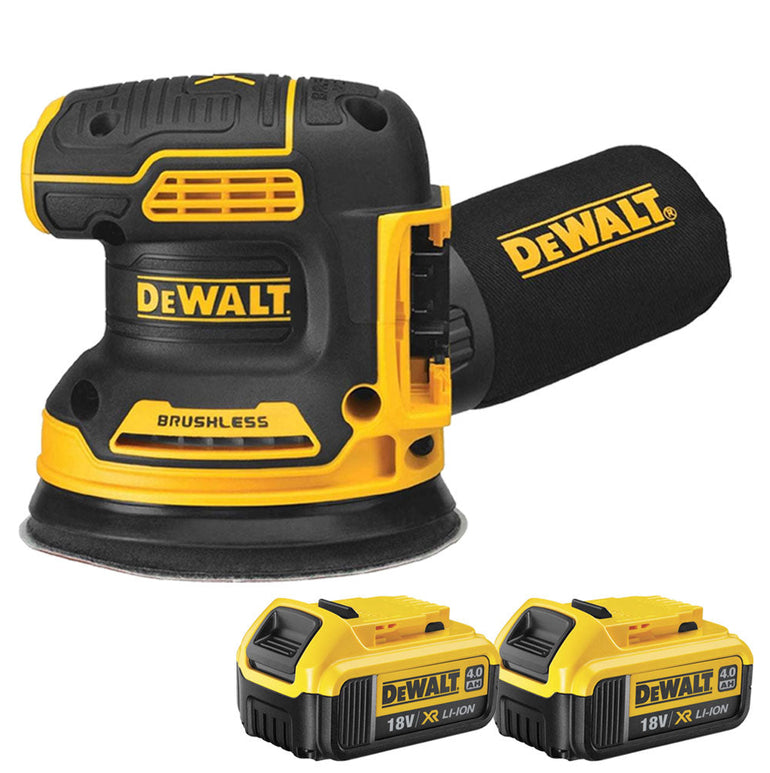 Dewalt DCW210N 18V Brushless 125mm Orbital Sander with 2 x 4.0Ah Batteries