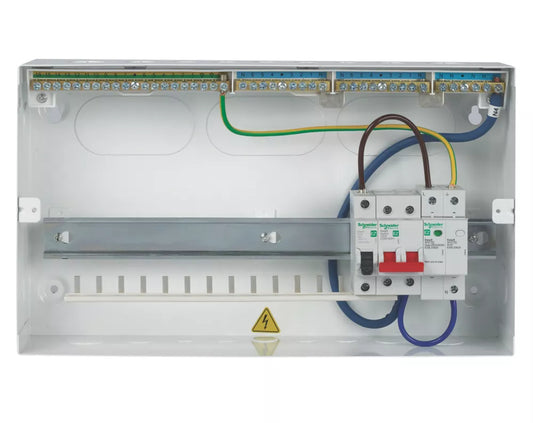 SCHNEIDER ELECTRIC EASY9 COMPACT 18-MODULE 13-WAY PART-POPULATED HIGH INTEGRITY MAIN SWITCH CONSUMER UNIT WITH SPD (276JE)