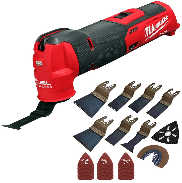 Milwaukee M12FMT-0 12V Brushless Multi Tool with 39 Piece Accessories Set