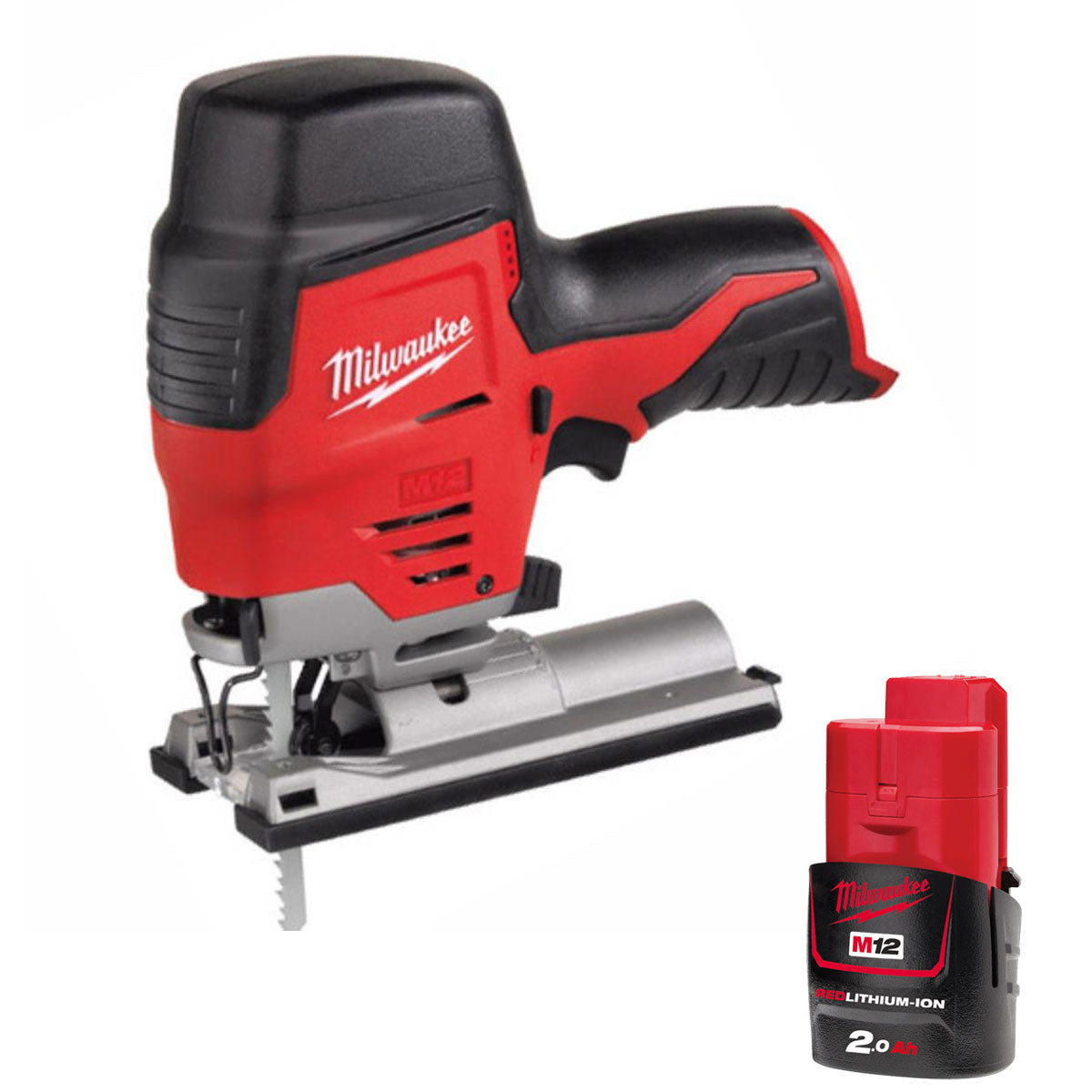 Milwaukee M12JS-0 12V Cordless Compact Jigsaw with 1 x 2.0Ah Battery