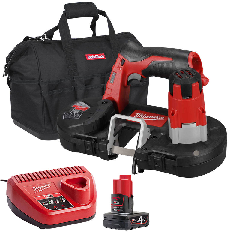 Milwaukee M12BS-0 12V Sub Compact Bandsaw with 1 x 4.0Ah Battery & Charger in Bag