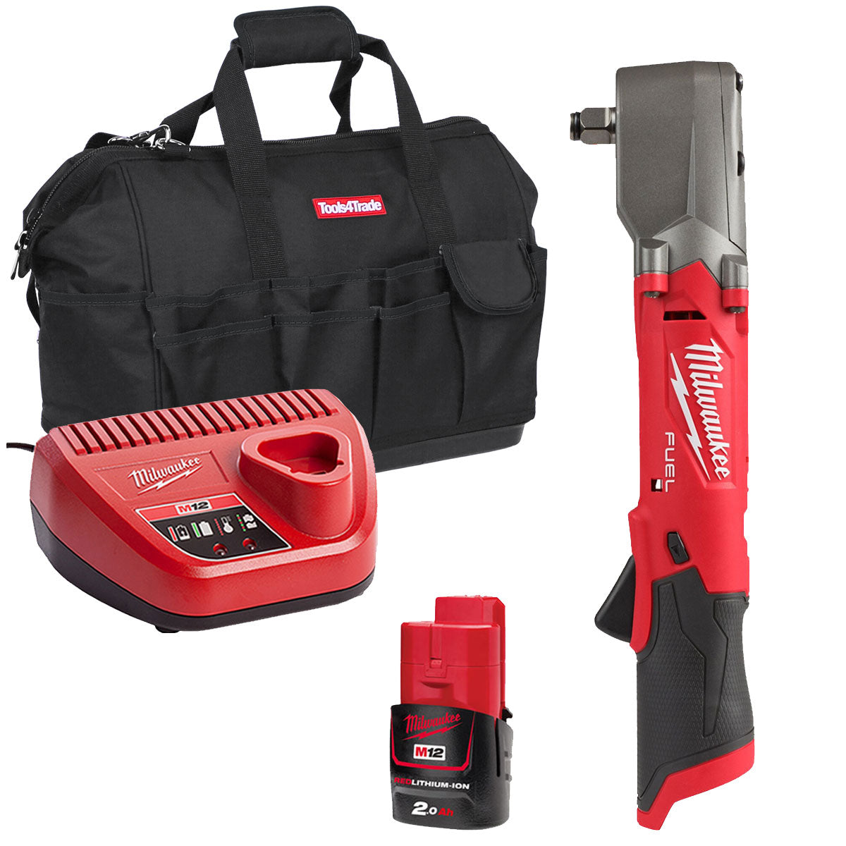 Milwaukee M12FRAIWF12-0 12V 1/2" Brushless Right Angle Impact Wrench with 1 x 2.0Ah Battery & Charger in Bag