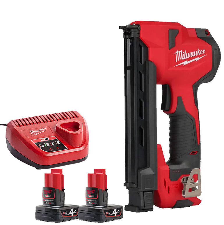 Milwaukee M12 BCST-0 12V Cable Stapler with 2 x 4.0Ah Batteries & Charger