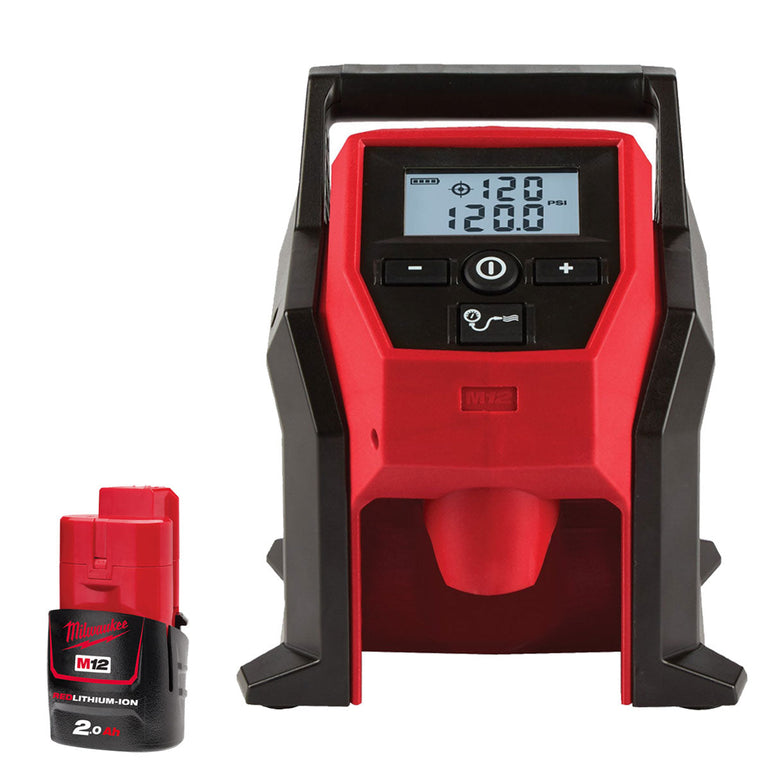 Milwaukee M12BI-0 M12 12V Compact Inflator with 1 x 2.0Ah Battery