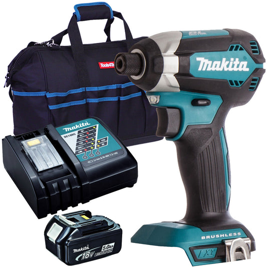 Makita DTD153Z 18V Brushless Impact Driver with 1 x 5.0Ah Battery Charger & Bag