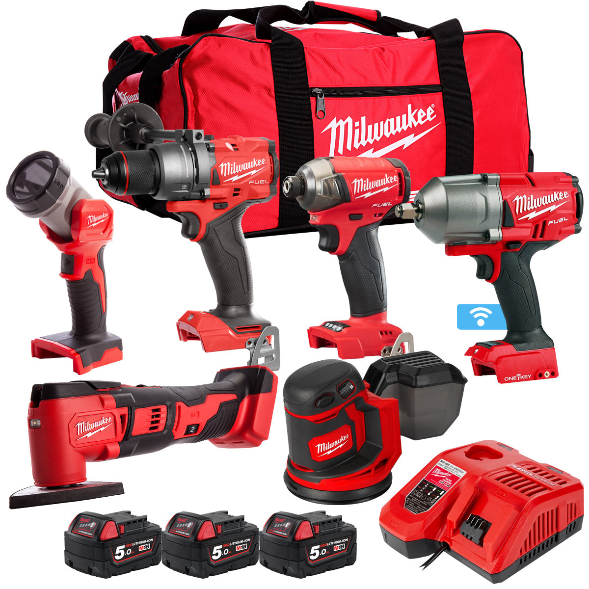 Milwaukee 18V 6 Piece Power Tool Kit with 3 x 5.0Ah Batteries T4TKITM-113