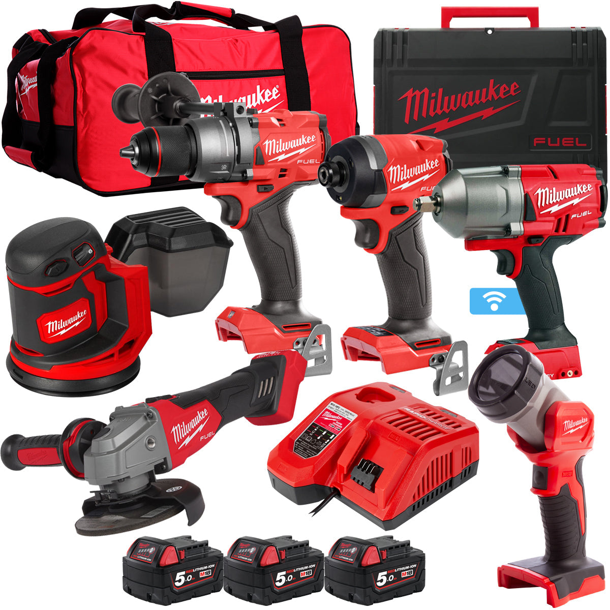 Milwaukee 18V 6 Piece Power Tool Kit with 3 x 5.0Ah Batteries T4TKITM-117