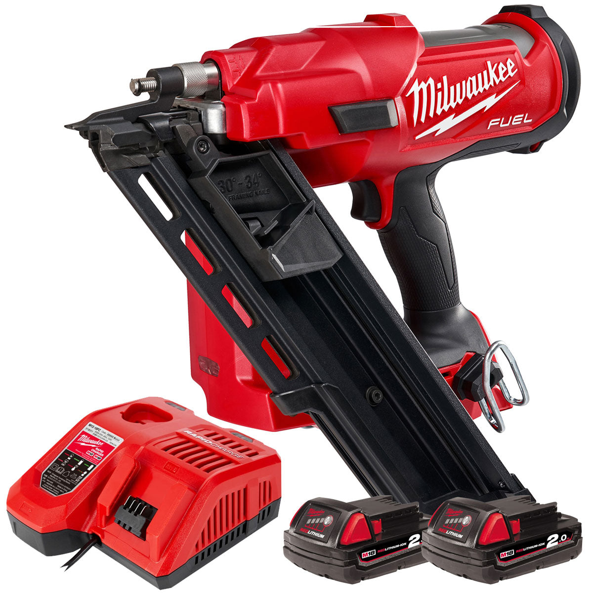 Milwaukee M18FFN-0C 18V Brushless First Fix Framing Nailer with 2 x 2.0Ah Batteries & Charger