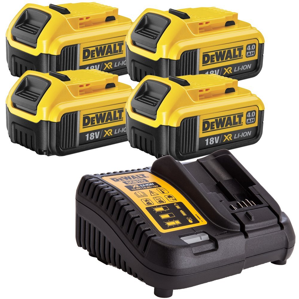 DeWalt DCB182X4 18v 4.0Ah Battery Pack of 4  + Multi Voltage Charger