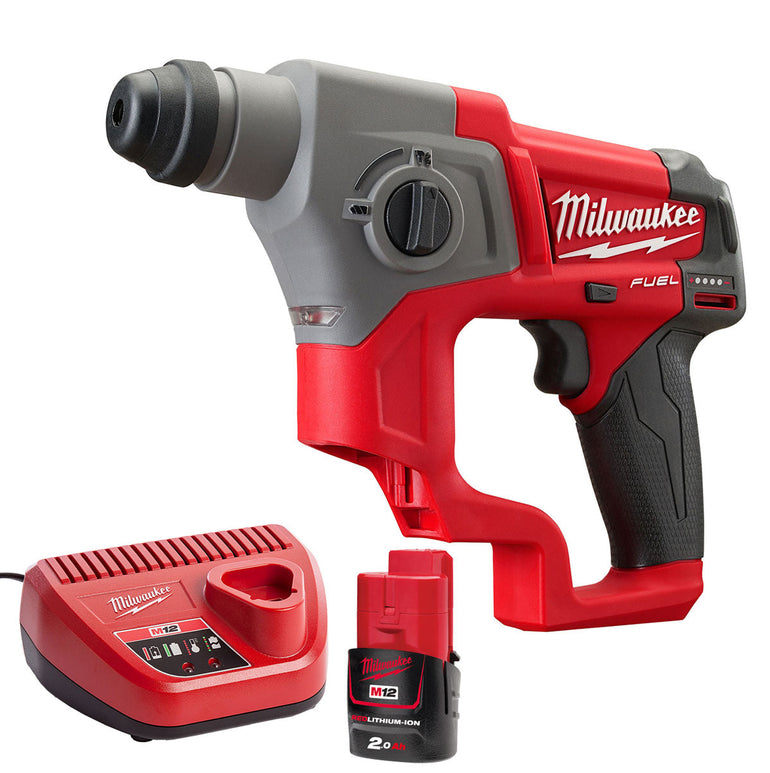 Milwaukee M12CH-0 12V Brushless SDS+ Hammer Drill with 1 x 2.0Ah Battery & Charger