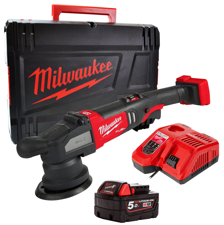 Milwaukee M18FROP15-0X 18V Brushless 125mm Random Orbital Polisher with 1 x 5.0Ah Battery & Charger