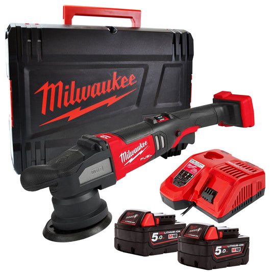 Milwaukee M18FROP15-0X 18V Brushless 125mm Random Orbital Polisher with 2 x 5.0Ah Battery & Charger