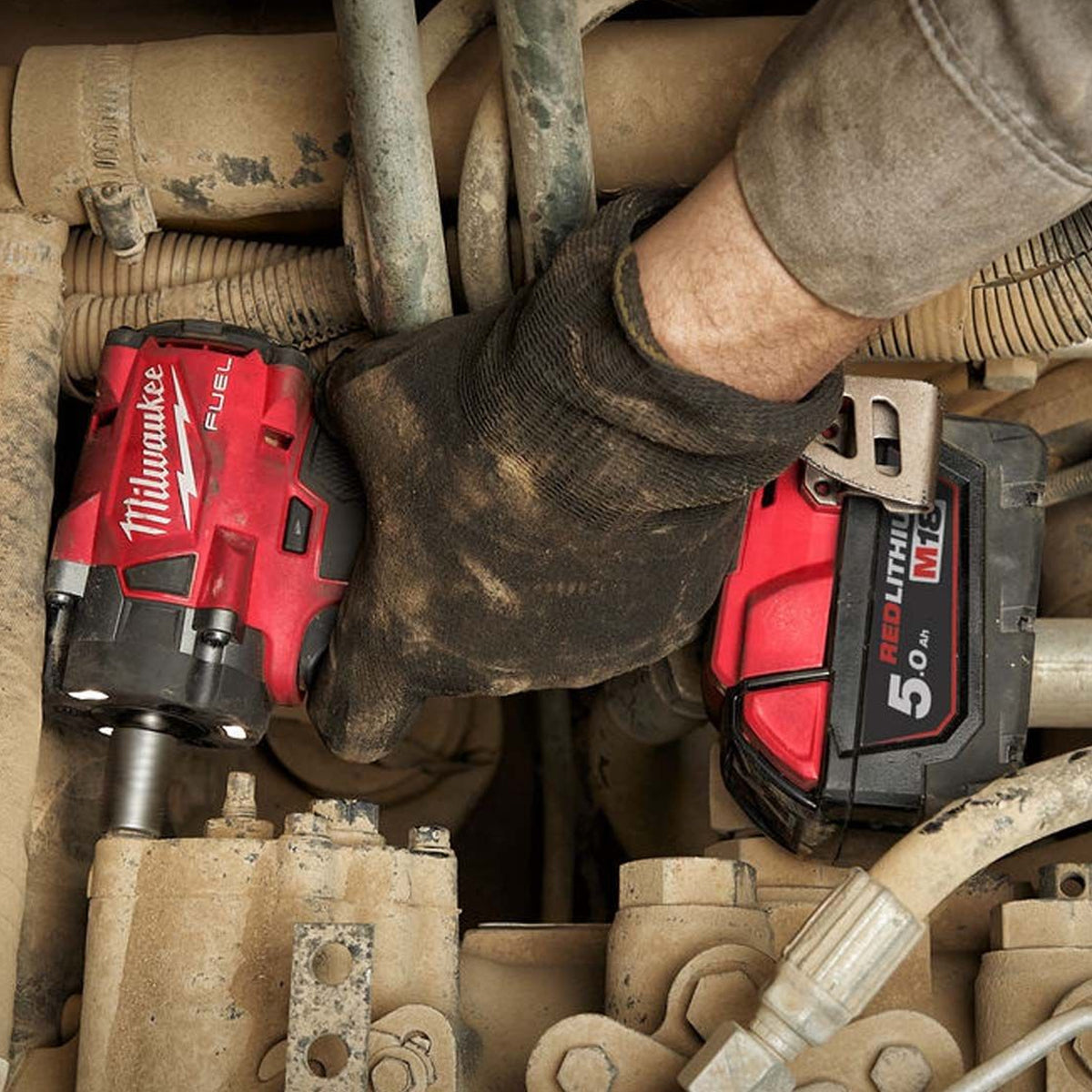 Milwaukee M18FIW2F38-0X 18V Fuel Brushless 3/8" Friction Ring Impact Wrench with 1 x 5.0Ah Battery