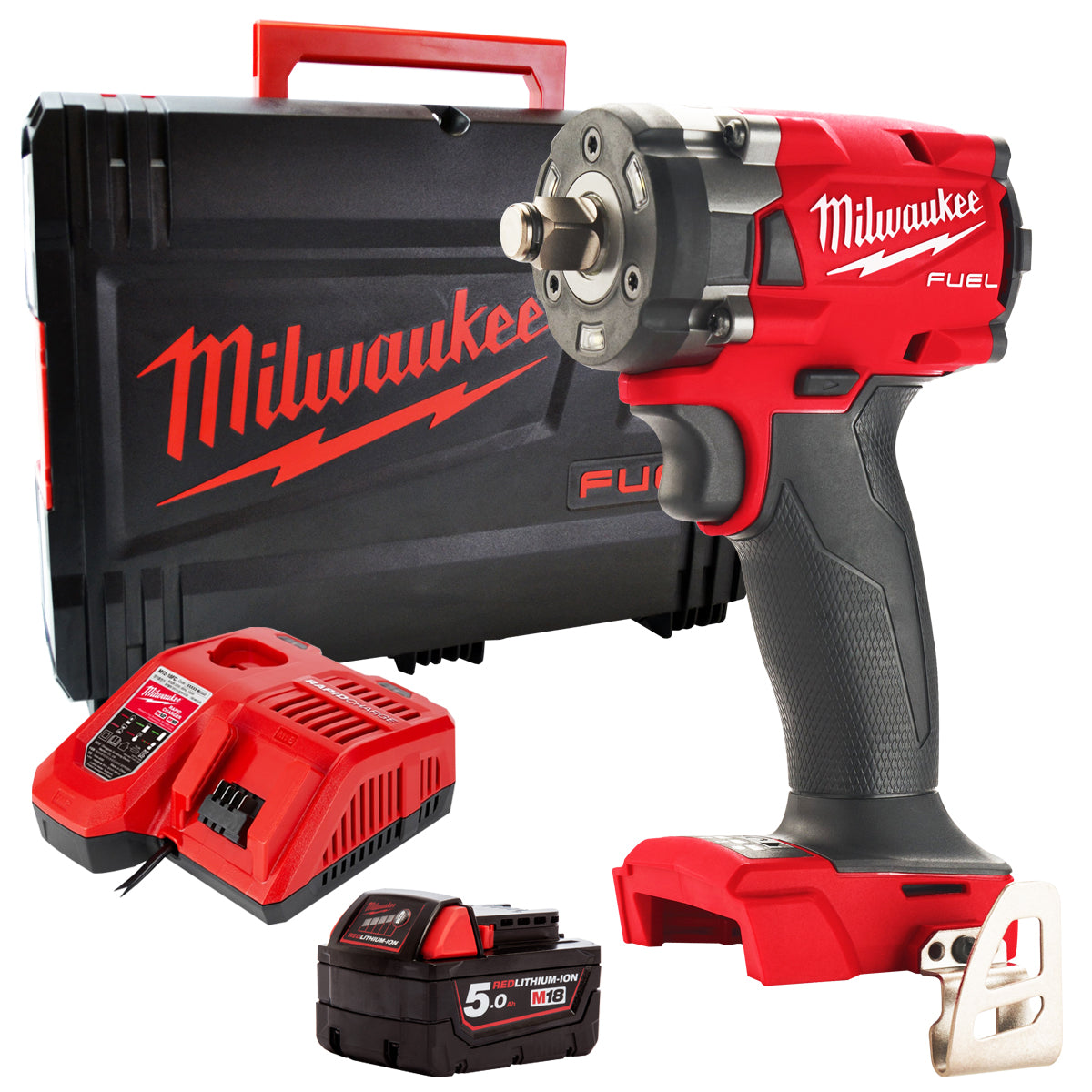 Milwaukee M18FIW2F38-0X 18V Fuel Brushless 3/8" Friction Ring Impact Wrench with 1 x 5.0Ah Battery & Charger