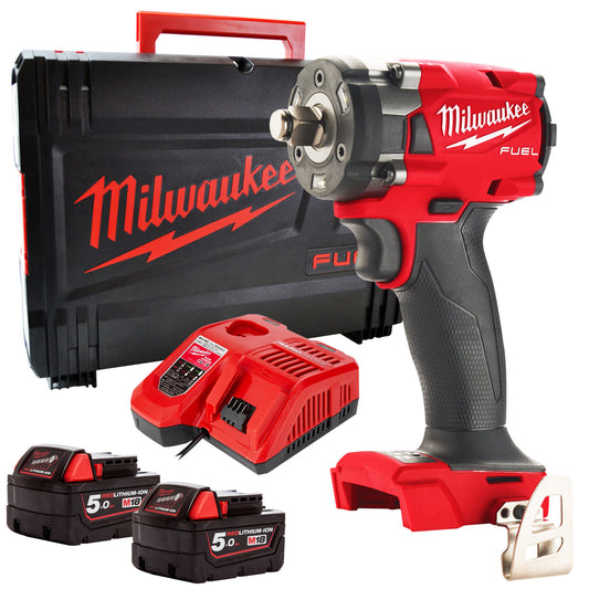 Milwaukee M18FIW2F38-0X 18V Fuel Brushless 3/8" Friction Ring Impact Wrench with 2 x 5.0Ah Battery & Charger