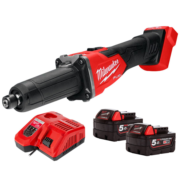 Milwaukee M18FDGRB-0 18V Brushless Braking Die Grinder with 2 x 5.0Ah Battery & Charger