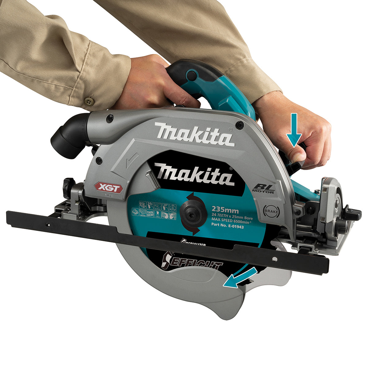 Makita HS009GT201 40V XGT Brushless 235mm Circular Saw with 2 x 5.0Ah Battery & Charger