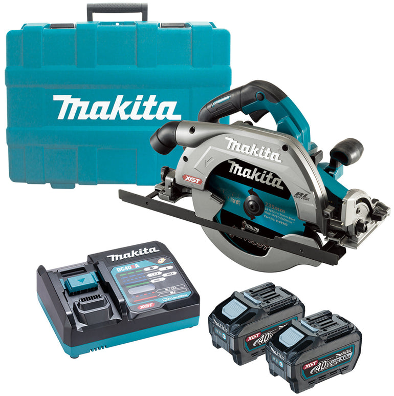 Makita HS009GT201 40V XGT Brushless 235mm Circular Saw with 2 x 5.0Ah Battery & Charger