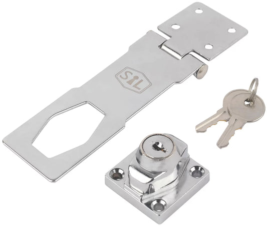 SMITH & LOCKE LOCKING HASP & STAPLE CHROME 115MM