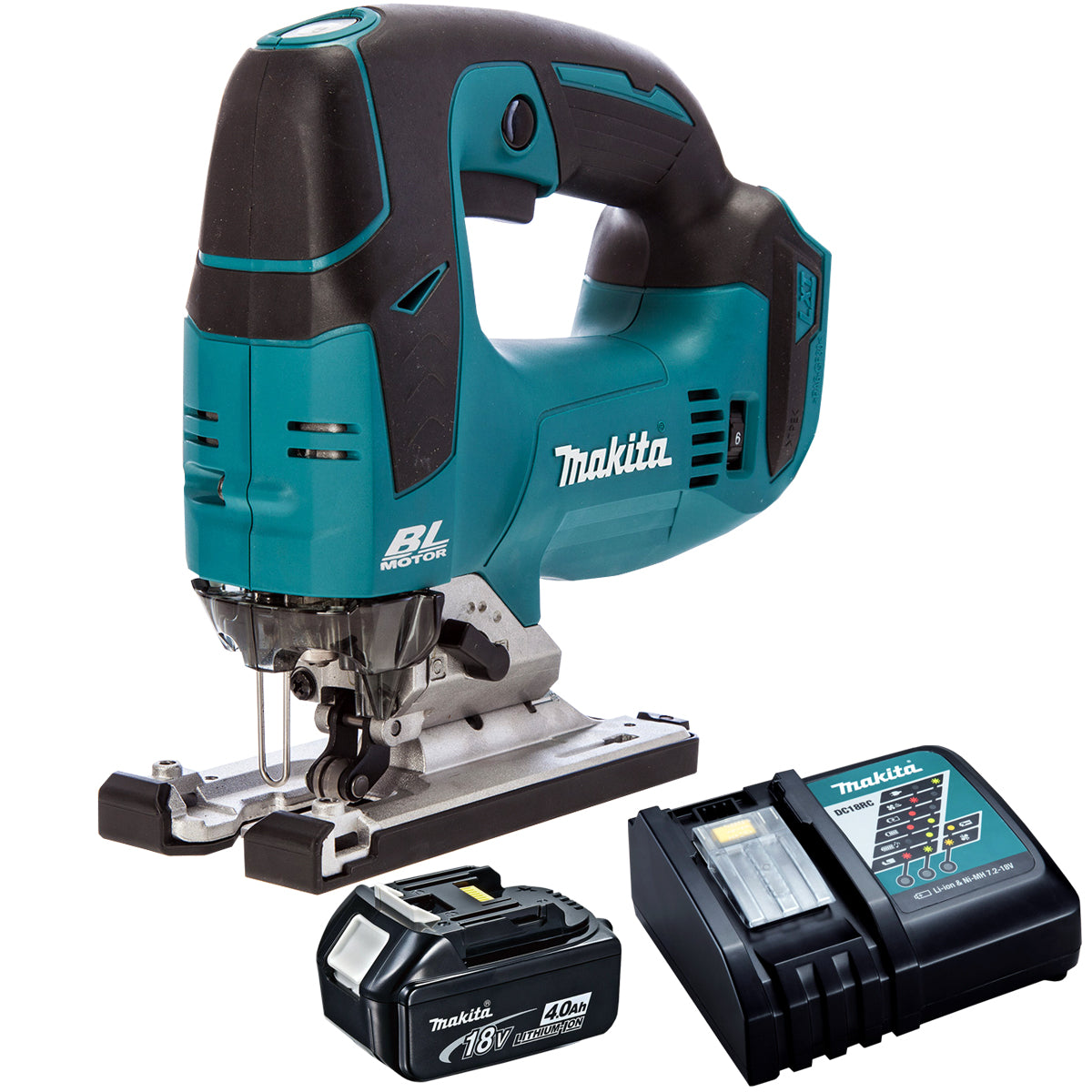 Makita DJV182Z 18V Brushless Top Handle Jigsaw with 1 x 4.0Ah Battery & Charger