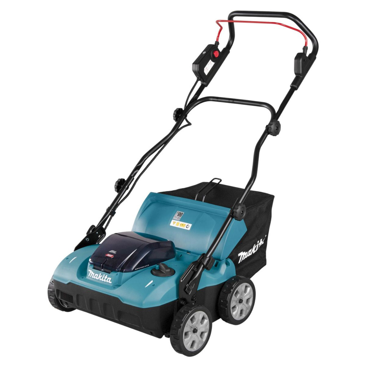 Makita UV001GM201 380mm 40V Max Brushless Lawn Scarifier With 2 x 4.0Ah Batteries & Charger