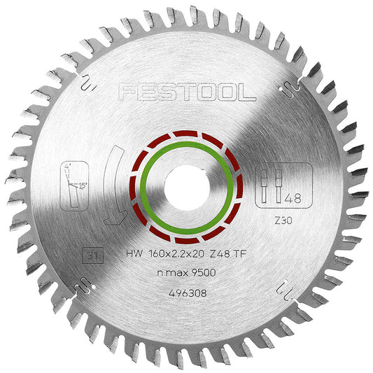 Festool 160mm x 2.2mm x 20mm 48T Laminate / HPL Saw Blade - 496308