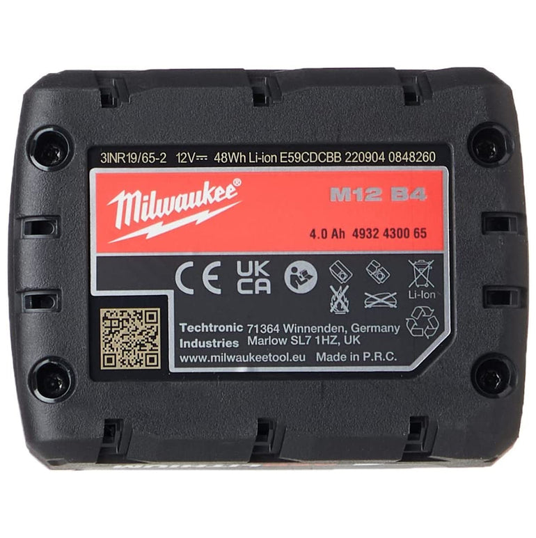 Milwaukee M12B4 12V Li-ion 4.0Ah Battery 4932430065