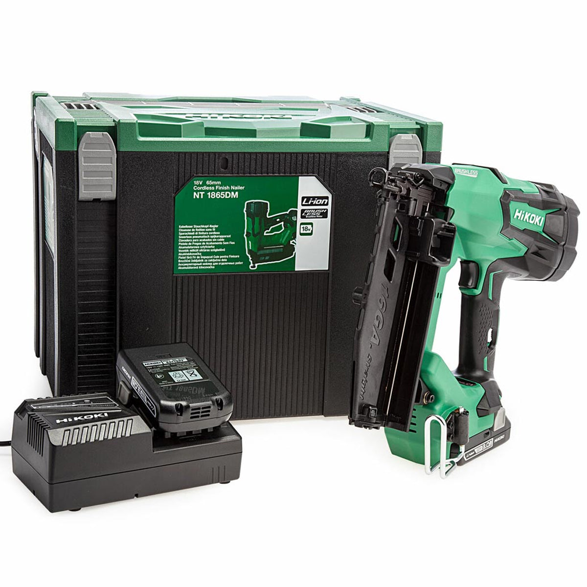 Hikoki NT1865DMJXZ 18V Brushless 16GA Straight Finish Nailer with 2 x 3.0Ah Battery Charger & Case