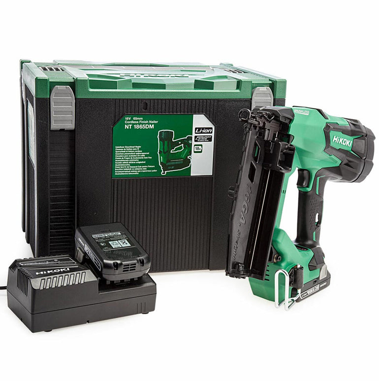 Hikoki NT1865DMJXZ 18V Brushless 16GA Straight Finish Nailer with 2 x 3.0Ah Battery Charger & Case