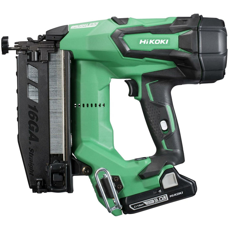 Hikoki NT1865DMJXZ 18V Brushless 16GA Straight Finish Nailer with 2 x 3.0Ah Battery Charger & Case