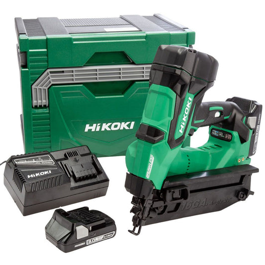 Hikoki NT1865DMJXZ 18V Brushless 16GA Straight Finish Nailer with 2 x 3.0Ah Battery Charger & Case