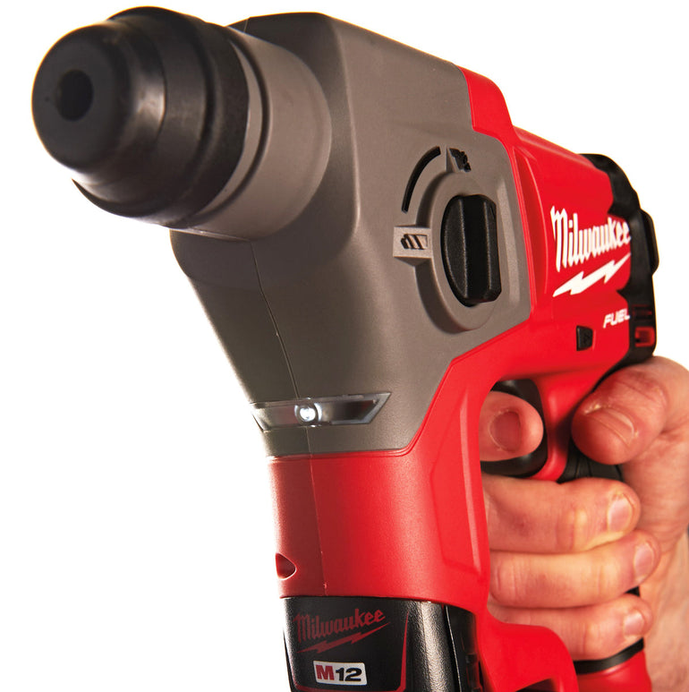 Milwaukee M12CH-0 12V Brushless SDS+ Hammer Drill with 2 x 2.0Ah Batteries & Charger