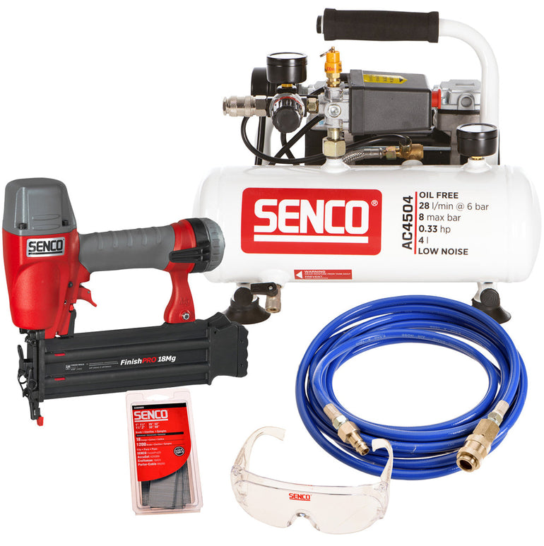 Senco AFN0024KITUK2 Finish Pro Brad Nailer & Low Noise Compressor 240V