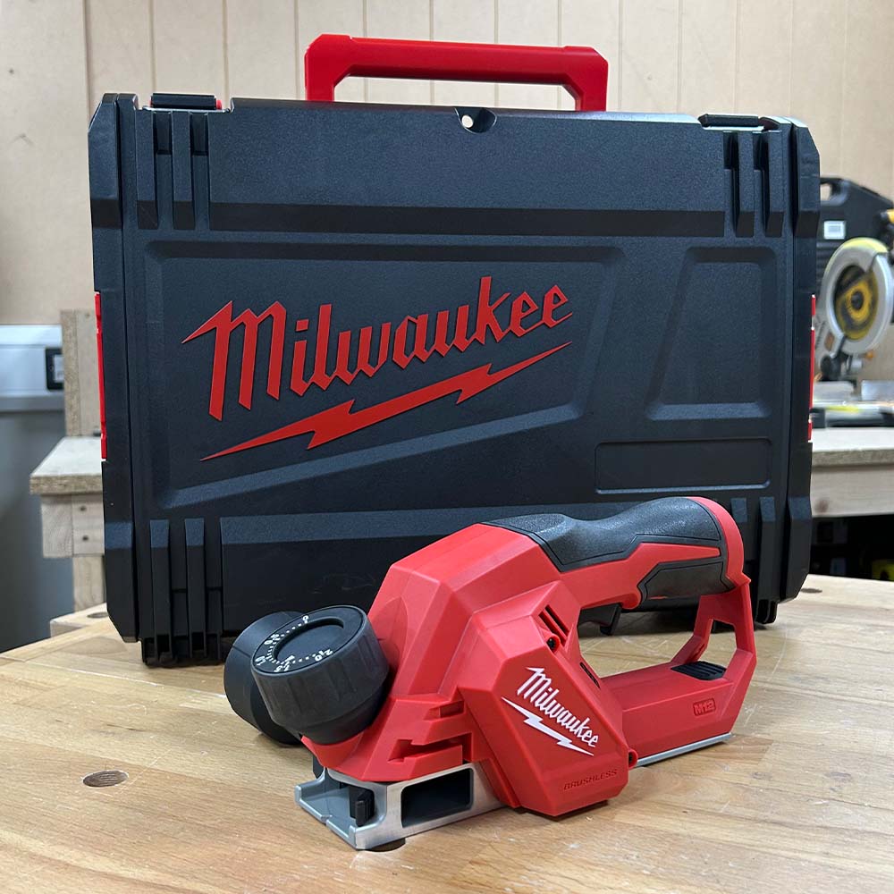 Milwaukee M12BLP-0X 12V Brushless 56mm Planer HD Box with 1 x 2.0Ah Battery & Charger