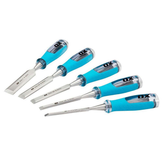 OX Pro Wood Chisel 5 Piece Set in Velcro Case OX-P371005 - SPL