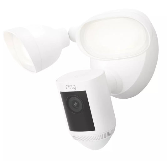 RING CAM PRO 8SF1E1-WEU0 WHITE WIRED 1080P OUTDOOR SMART CAMERA WITH FLOODLIGHT WITH PIR SENSOR