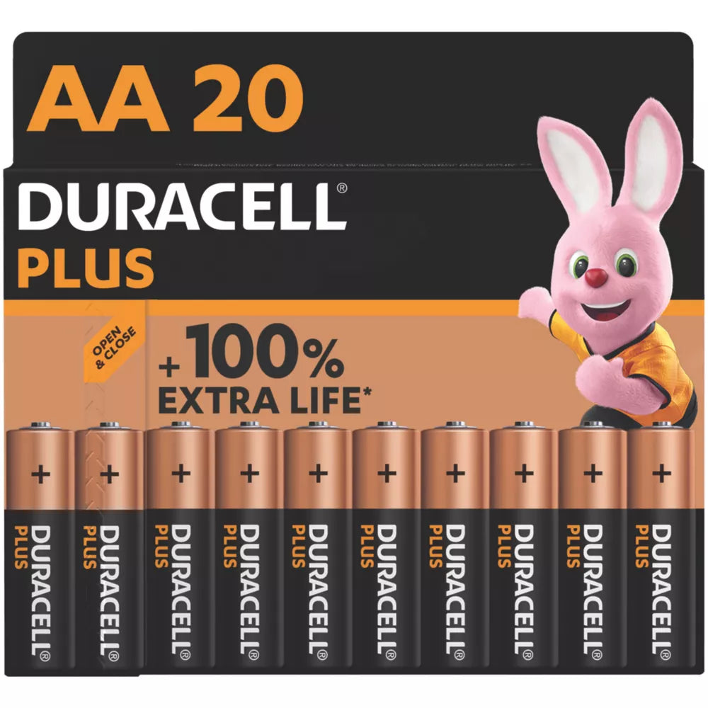 DURACELL PLUS AA ALKALINE BATTERIES 20 PACK