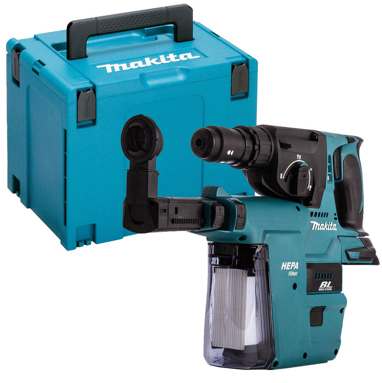 Makita DHR243Z 18V Brushless SDS+ 24mm Rotary Hammer Drill With Case & Dust Extraction System