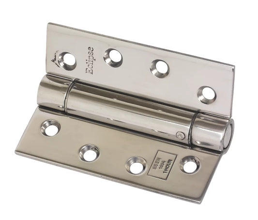 ECLIPSE POLISHED STAINLESS STEEL UNGRADED FIRE RATED ADJUSTABLE SELF-CLOSING HINGES 102MM X 76MM 2 PACK