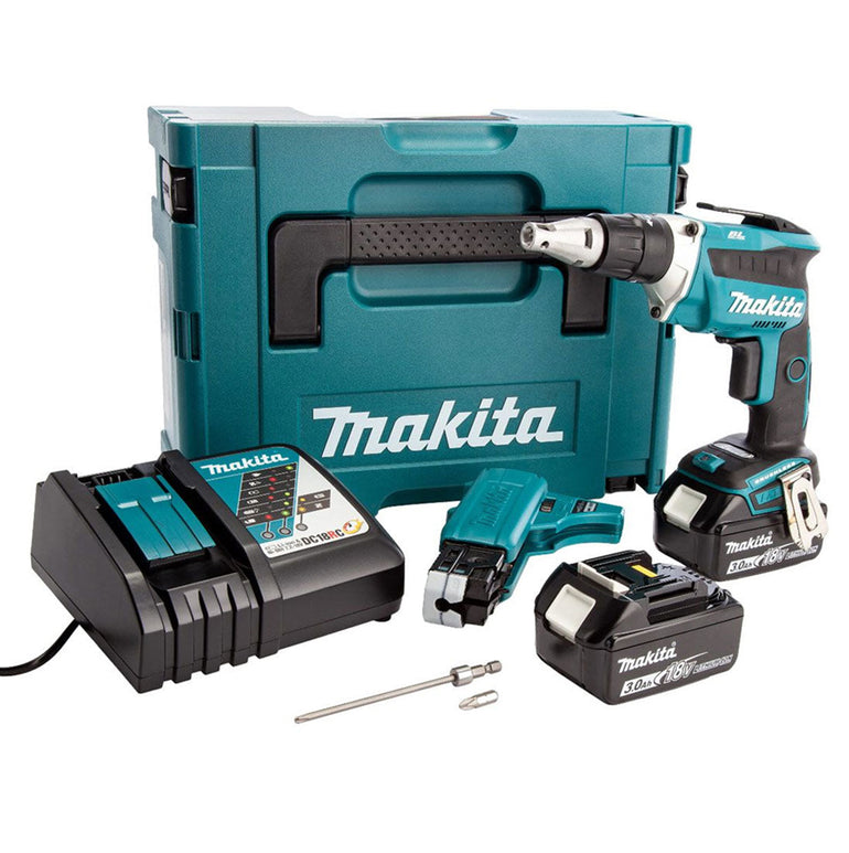 Makita DFS452FJX2 18V LXT Brushless Drywall Screwdriver With 2 x 3.0Ah Batteries, Charger In Case