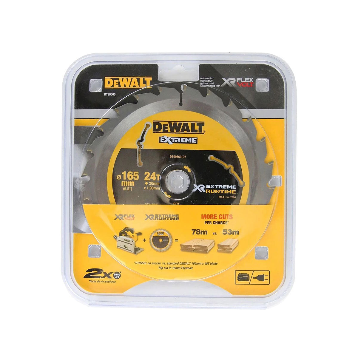 Dewalt DT99560-QZ 165mm Extreme Runtime Circular Saw Blade 24T