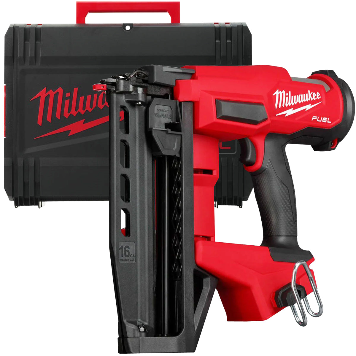 Milwaukee M18FN16GS-0X 18V Fuel Brushless 16G Straight Finish Nailer with 1 x 5.0Ah Battery Charger & Case