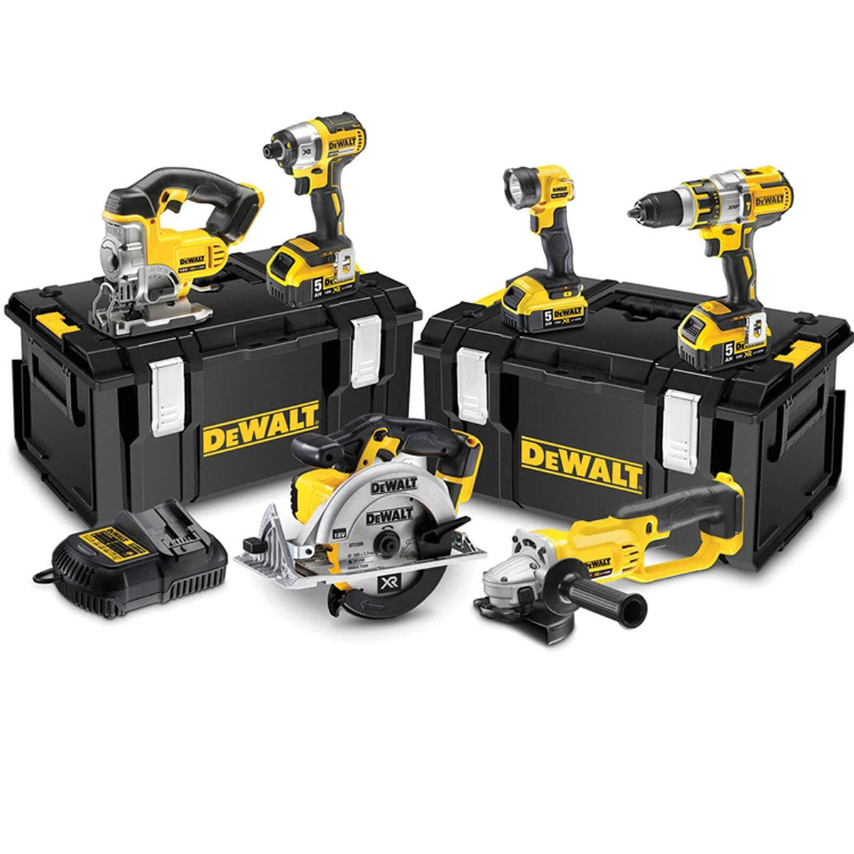 Dewalt DCK694P3-GB 18V XR Brushless 6 Piece Kit with 3 x 5.0Ah Battery Charger & Case