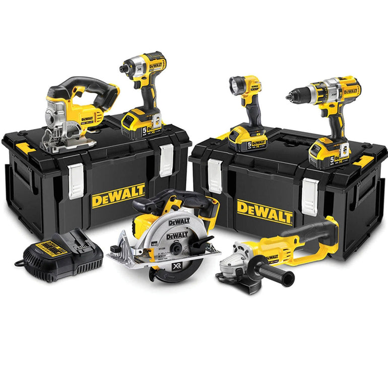 Dewalt DCK694P3-GB 18V XR Brushless 6 Piece Kit with 3 x 5.0Ah Battery Charger & Case