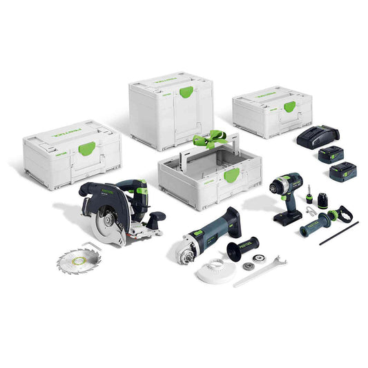 Festool 18V 3 Piece Brushless Power Tool Kit With 2 x 5.0Ah Battery, Rapid Charger 578029