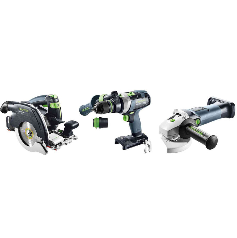 Festool 18V 3 Piece Brushless Power Tool Kit With 2 x 5.0Ah Battery, Rapid Charger 578029