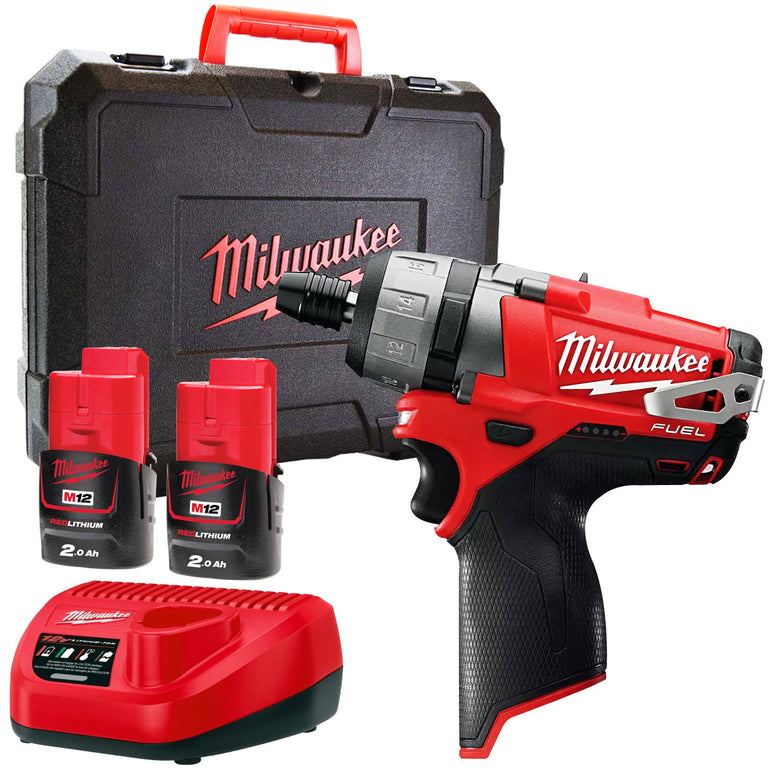 Milwaukee M12CD-202C 12V FUEL Brushless Screwdriver with 2 x 2.0Ah Batteries Charger & Case 4933440568