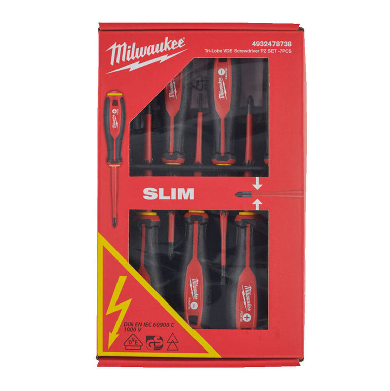 Milwaukee Tri-Lobe VDE Screwdriver PZ Set 7 Piece 4932478738