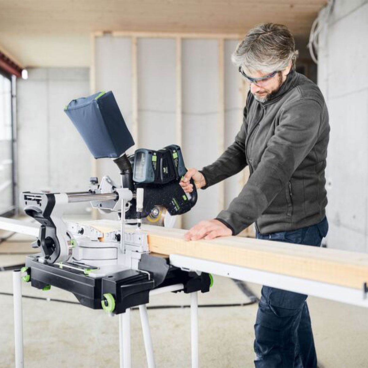 Festool KSC 60 EB-Basic 36V Master Edition Brushless 216mm Sliding Compound Mitre Saw with 2 x 5.0Ah Battery & Rapid Charger